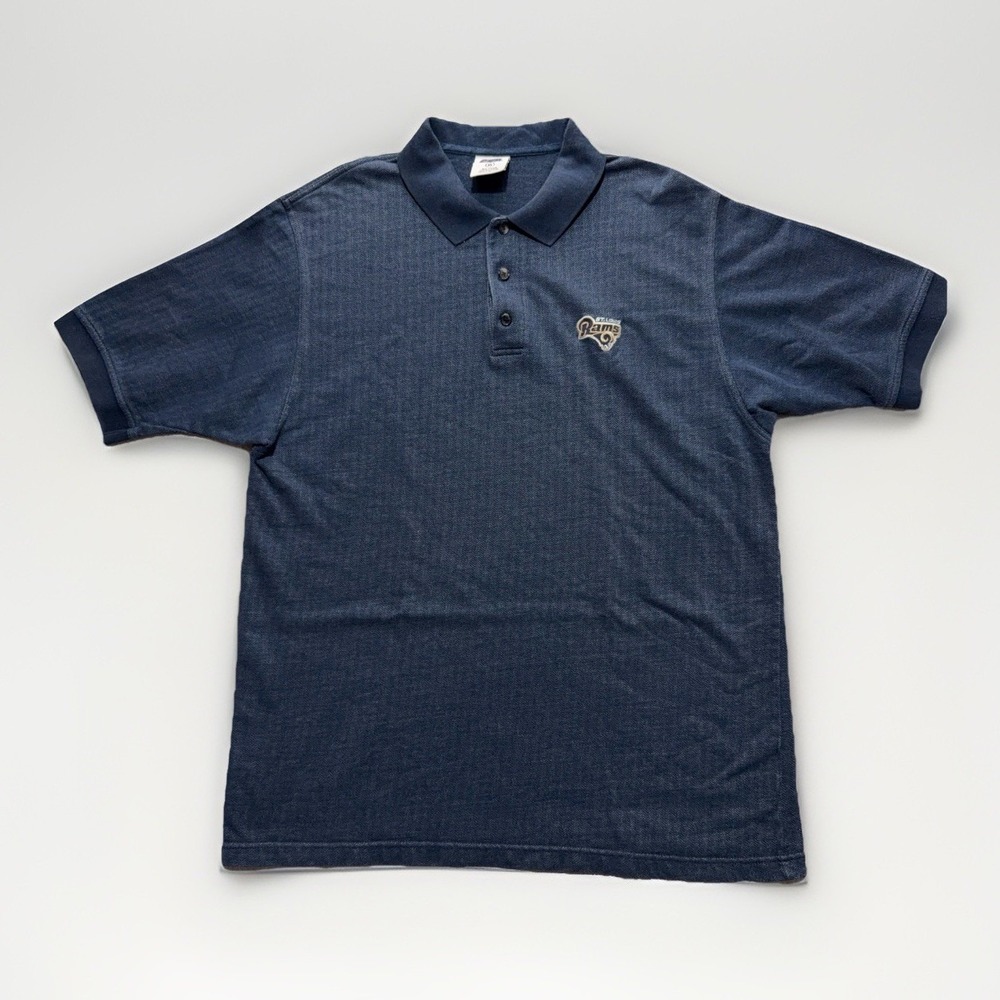 Vintage CSA St. Louis Rams XL Polo Shirt Blue Navy NFL Y2K Casual Golf Fan Gear